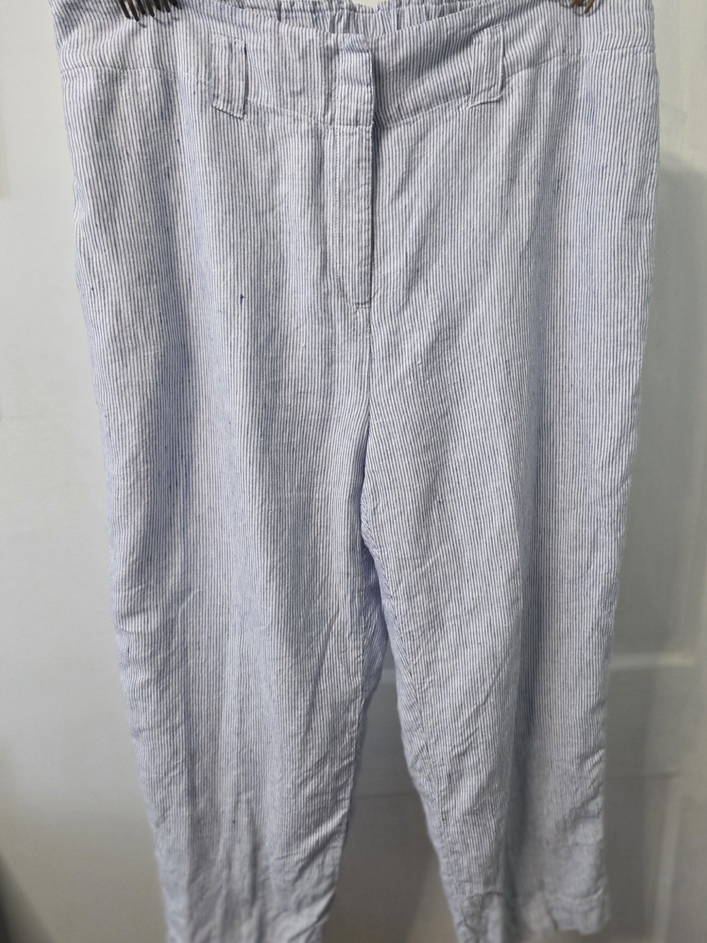 Chico's Light Blue and White Pinstripe Pants